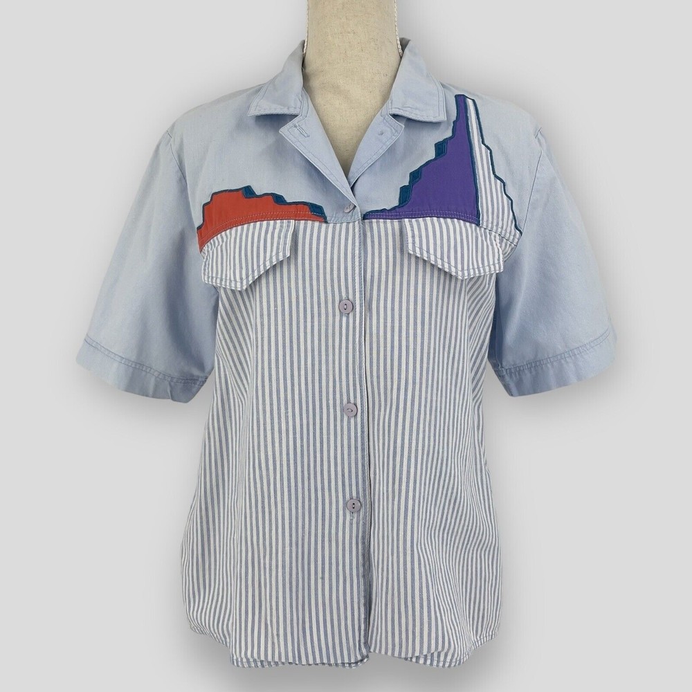 ✨SOLD✨Southern Image Vintage Unique Womens Medium Short Sleeve Collared
